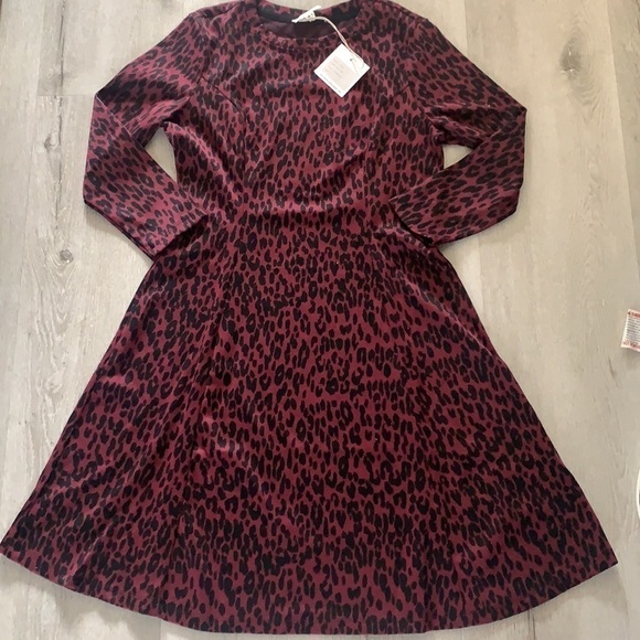 NWT Beach Lunch Lounge‎ Skye animal print Leopard Dress maroon black career M - Picture 8 of 10